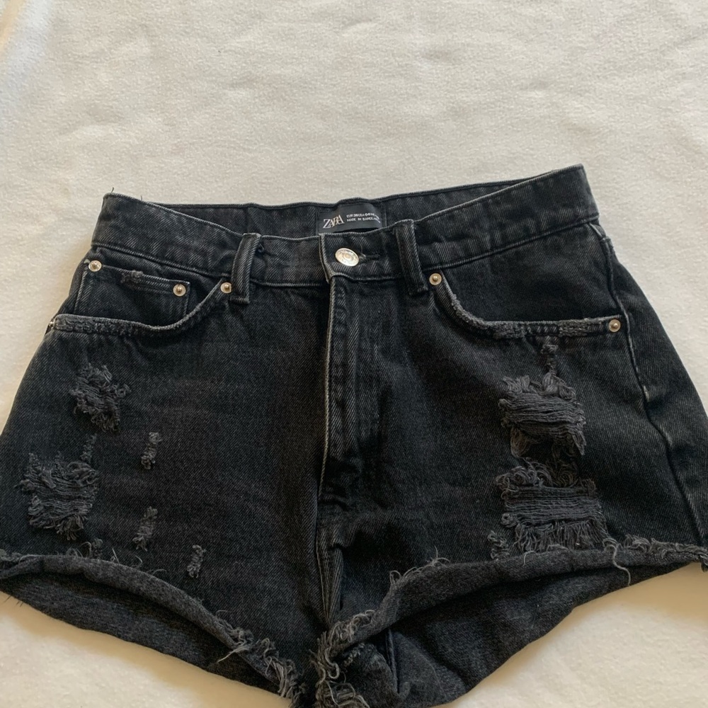 Zara black jeans short shorts